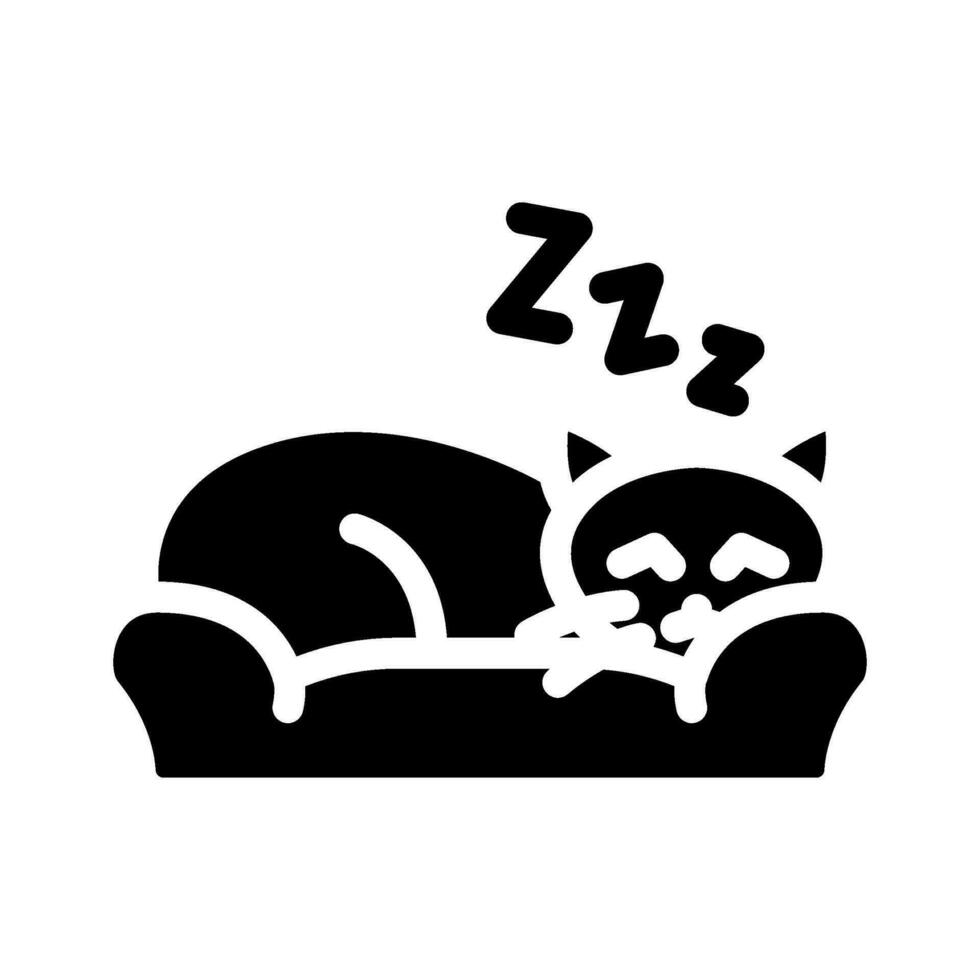 schlummernd Katze Schlaf Nacht Glyphe Symbol Vektor Illustration