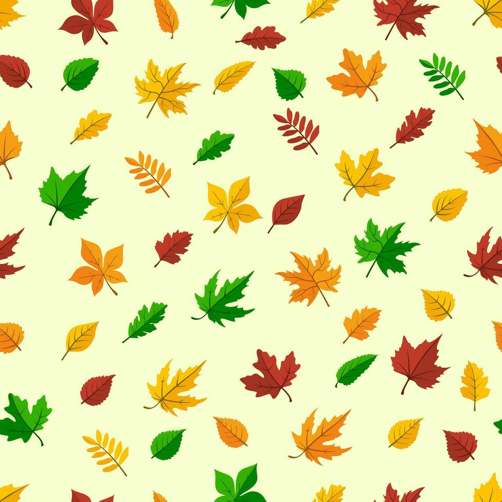 färgrik löv arrangemang på en ljus Färg sömlös pattren design. vektor