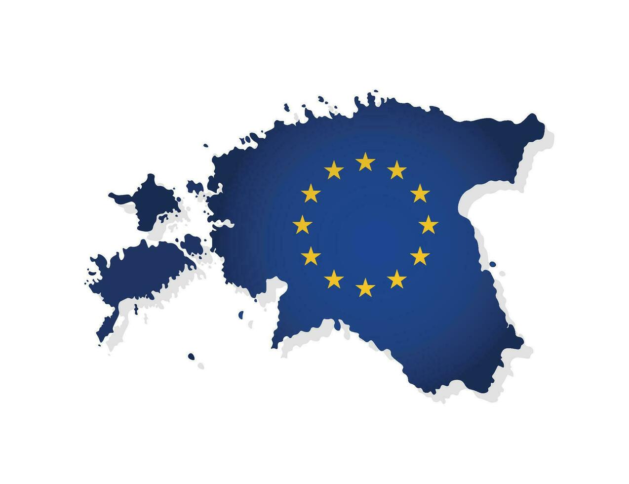vektor illustration med isolerat Karta av medlem av europeisk union - estland. modern begrepp med eu flagga och gul stjärnor på blå bakgrund