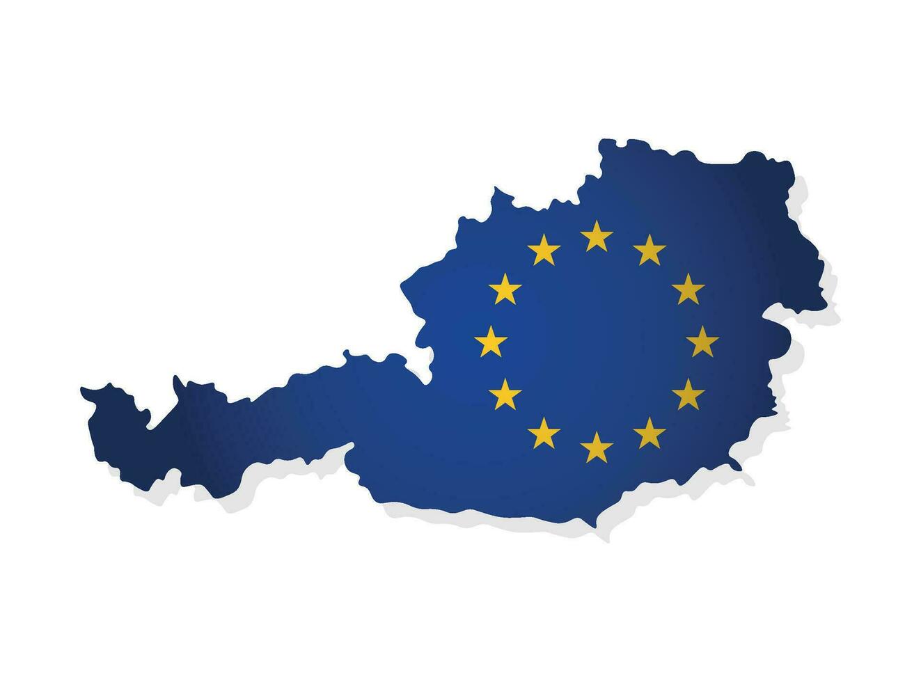 vektor illustration med isolerat Karta av medlem av europeisk union - Österrike. modern begrepp dekorerad förbi de eu flagga med gul stjärnor på de blå bakgrund