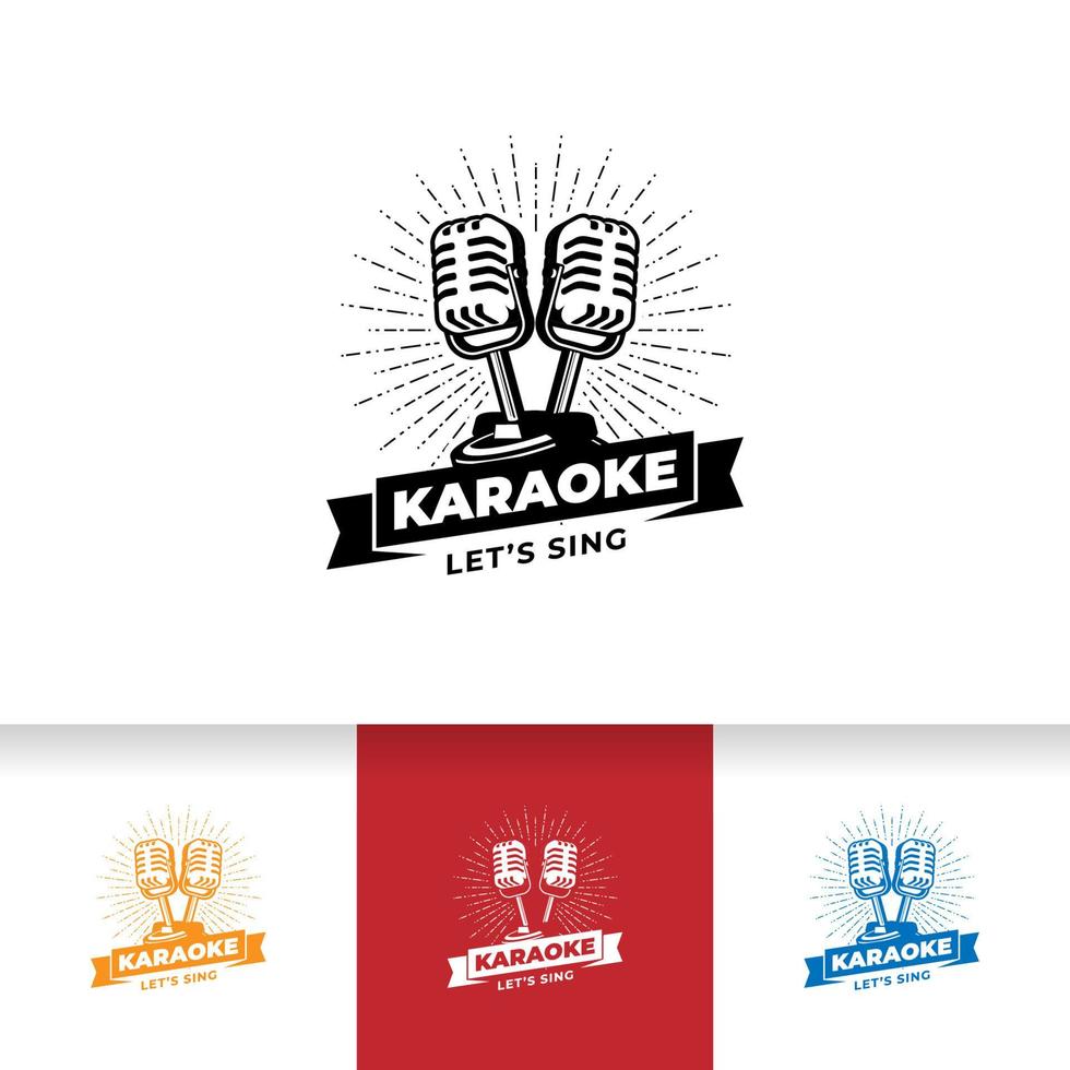 Sänger Vocal Karaoke oder Podcast-Station-Logo mit Retro-Mikrofon. vektor