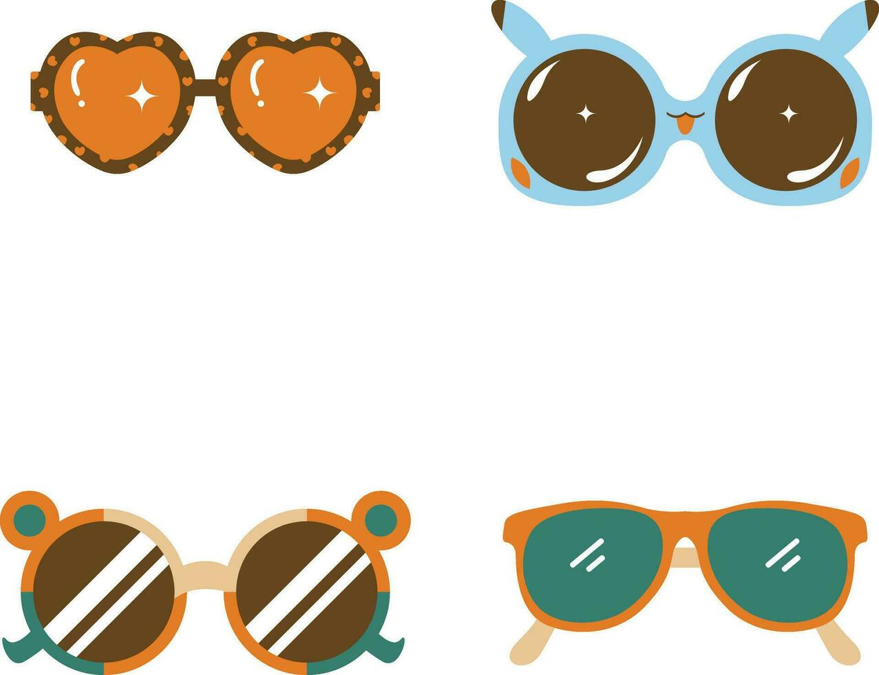 Sammlung von Brille Sommer- mit funkeln Design. Vektor Illustration.