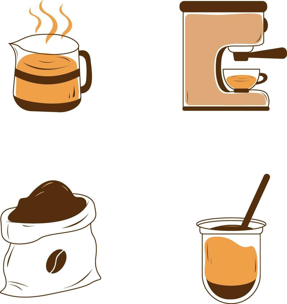 Kaffee Herstellung Ausrüstung mit nahtlos Design. isoliert auf Weiß Hintergrund. Vektor Illustration Satz.
