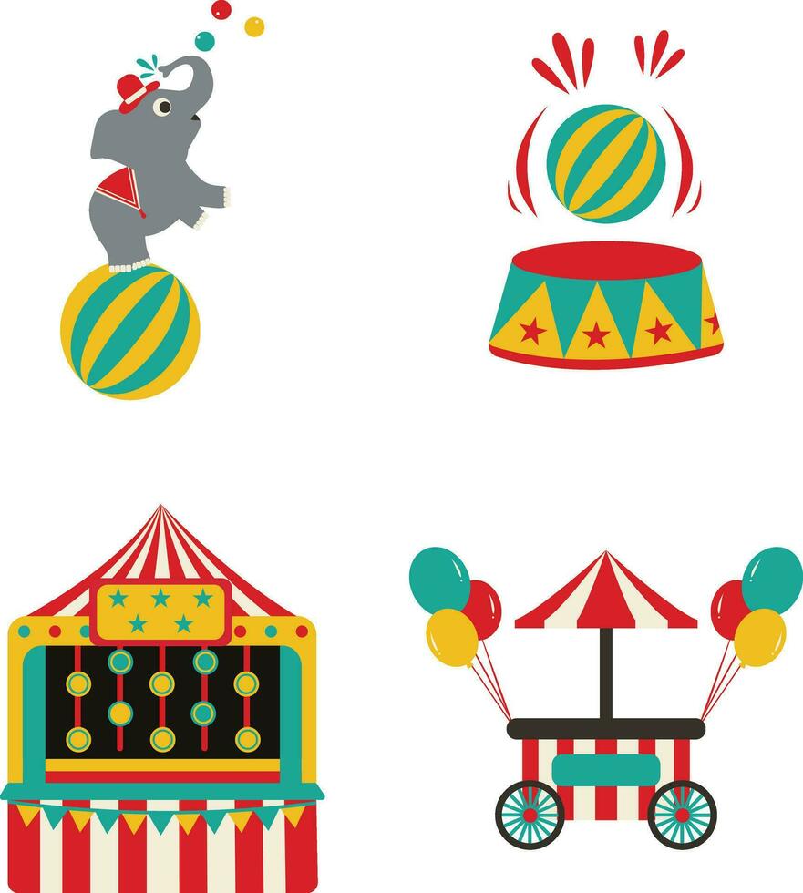 Jahrgang Karneval Zirkus mit anders gestalten und Farbe. Karikatur Design. isoliert Vektor Satz.