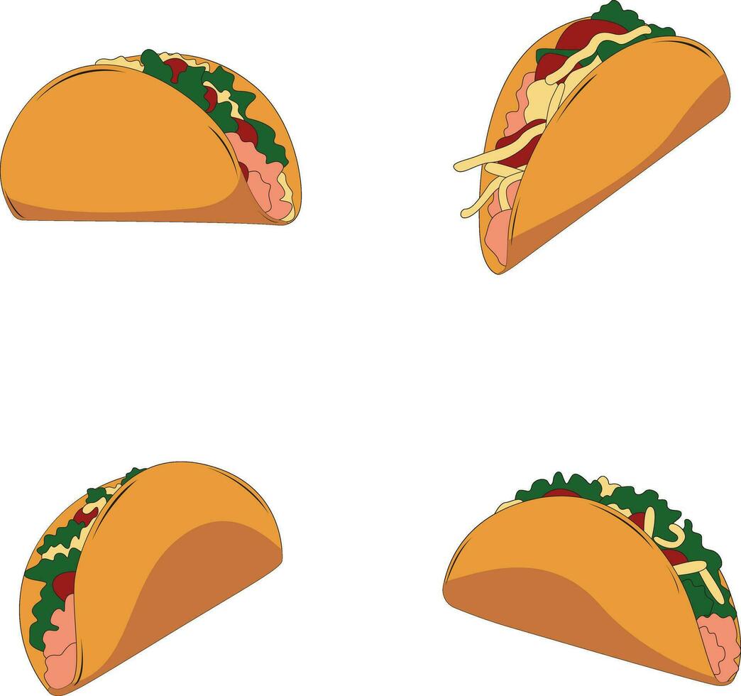 tacos mat illustration samling. sömlös tecknad serie design. isolerat vektor. vektor