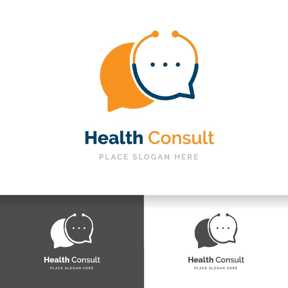 Gesundheit konsultieren Logo-Design. Stethoskop auf Bubble-Chat isoliert vektor