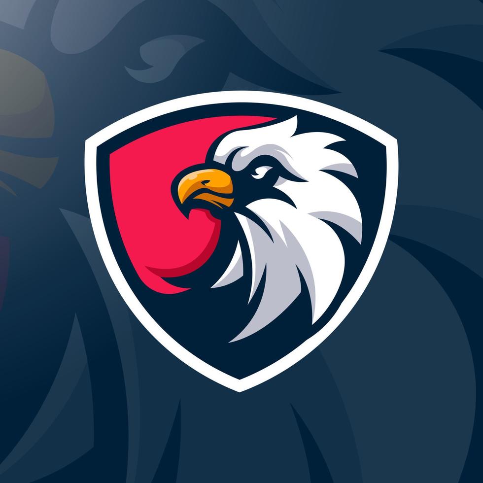 Adler-Logo-Design-Illustration im Schild für Sport- und Gaming-Team vektor
