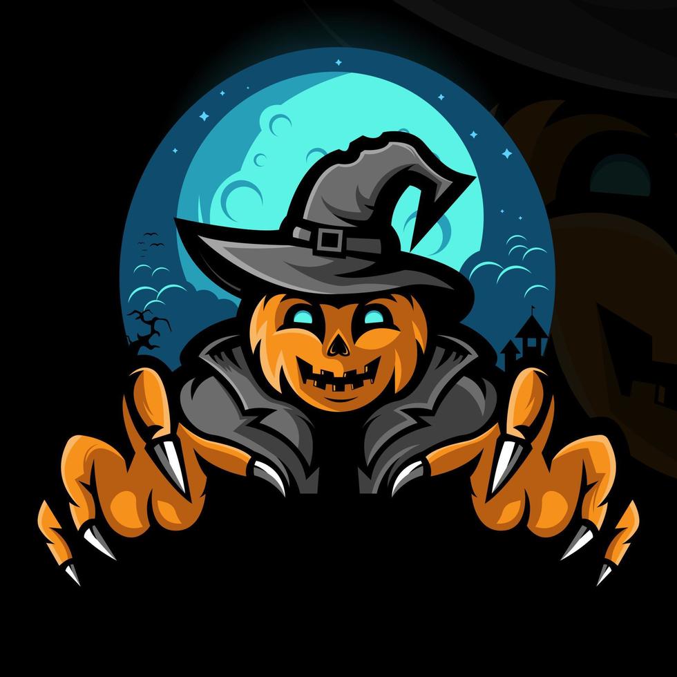 beängstigender Halloween-Kürbis-Illustrations-Designvektor vektor