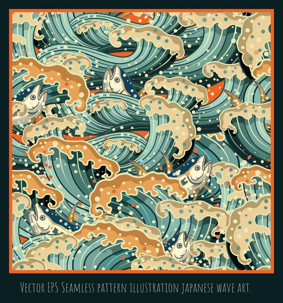 vektor eps sömlösa mönster illustration japansk vågkonst