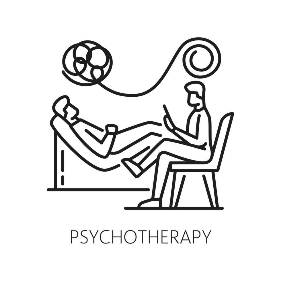 Psychotherapie Sitzung, mental Gesundheit Linie Symbol vektor