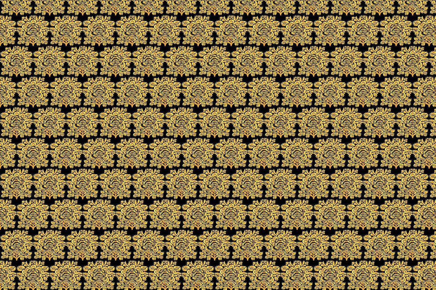 golden Blumen- Muster auf schwarz Hintergrund vektor