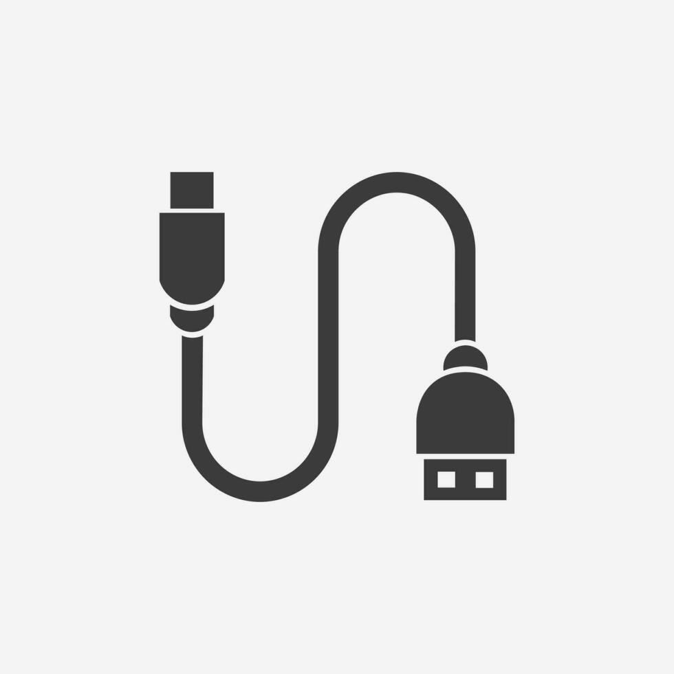 USB Kabel Symbol Vektor isoliert. Mikro, Ladegerät Symbol