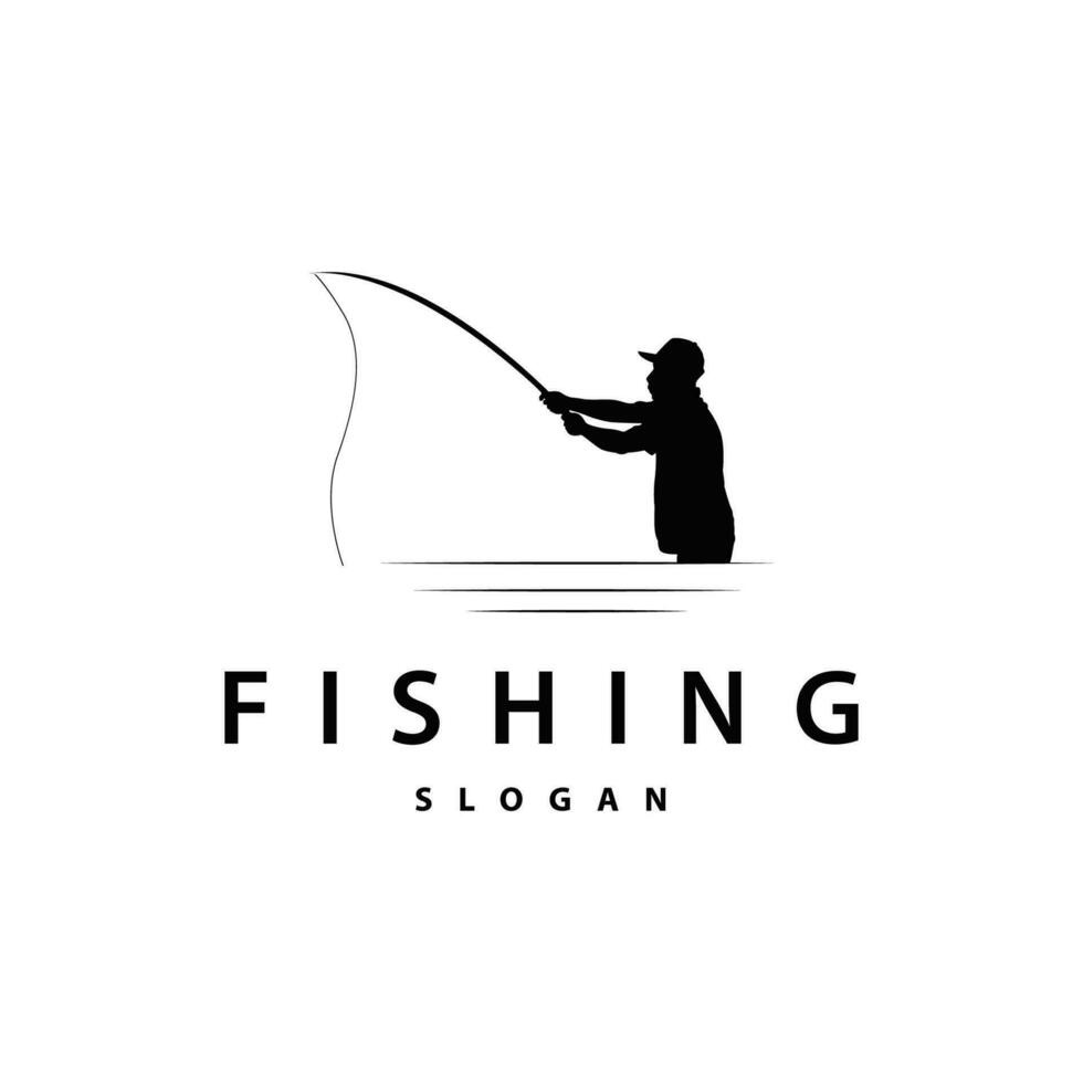 Angler Angeln Logo, einfach draussen Angeln Mann Silhouette Vorlage Design vektor