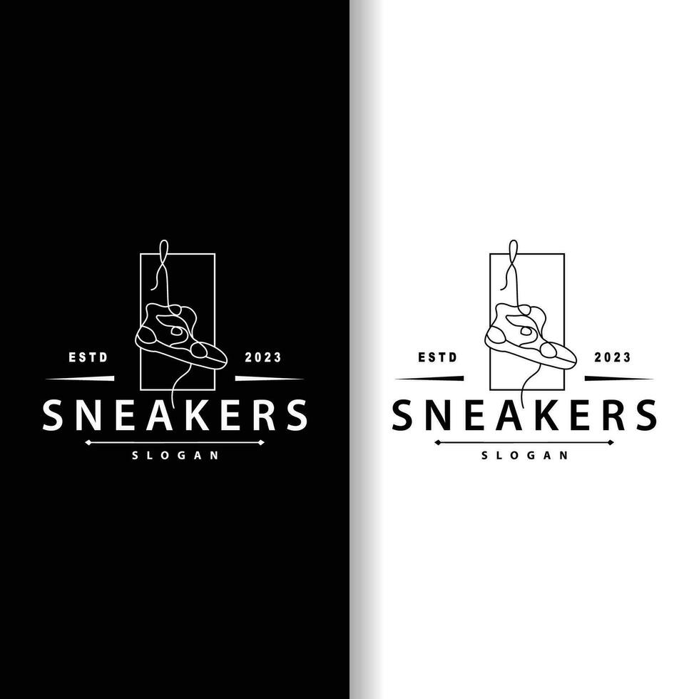 sko logotyp, minimalistisk linje stil gymnastiksko sko design enkel mode produkt varumärke vektor