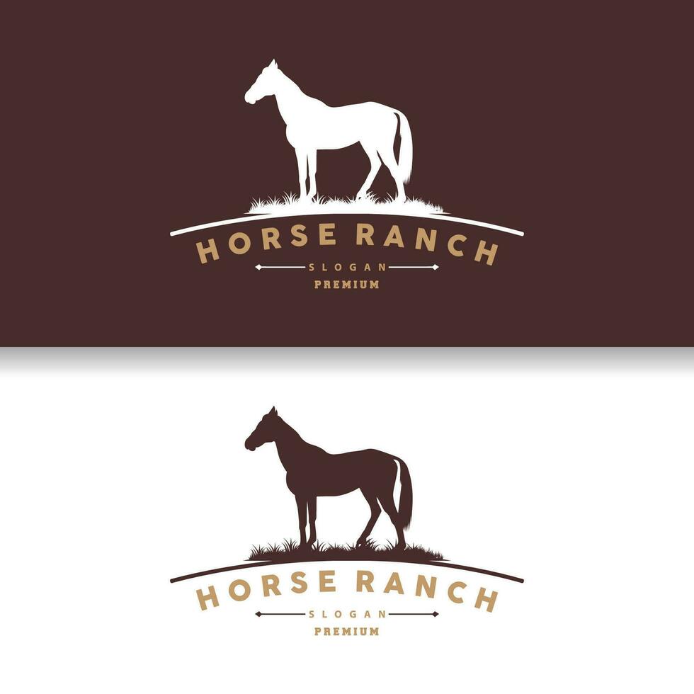 häst logotyp, väst Land bruka ranch cowboy logotyp design, enkel illustration mall vektor