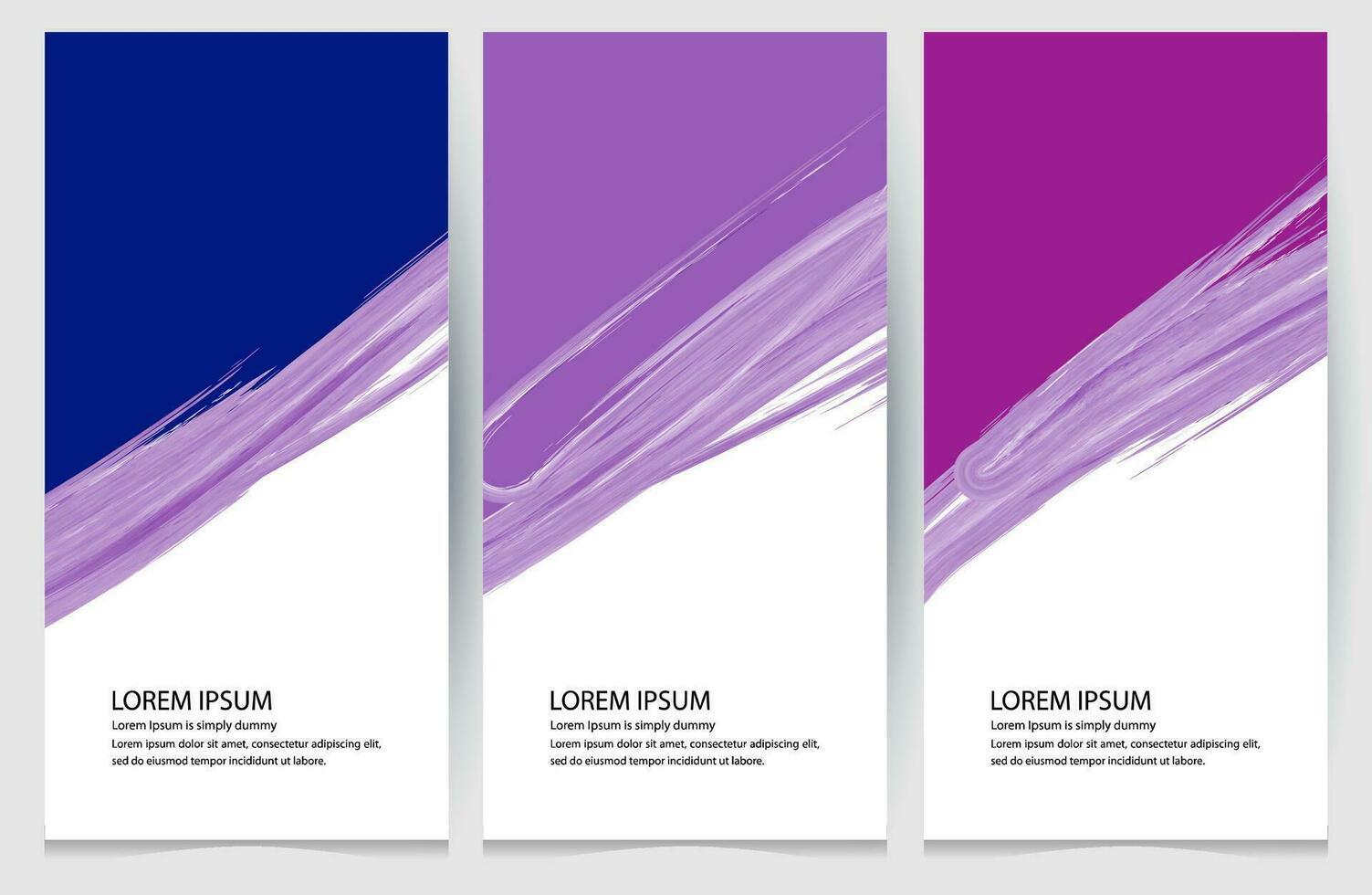 drei Vertikale Banner mit lila und Blau Farbe Schlaganfälle vektor