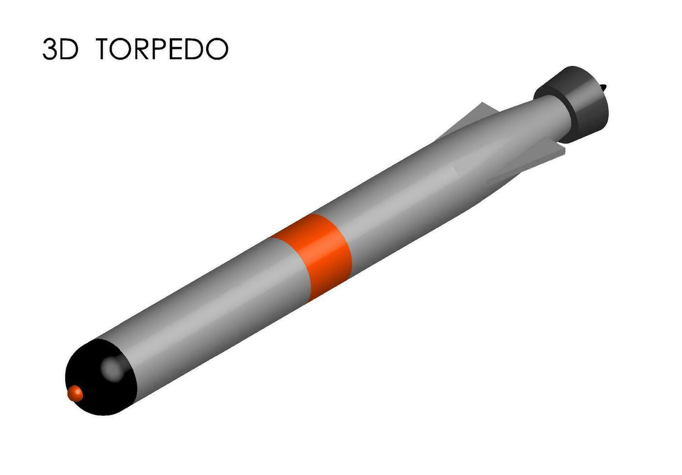 realistisch Torpedo zum U-Boot. Waffen von Krieg beim Meer und im Ozean. 3d Vektor