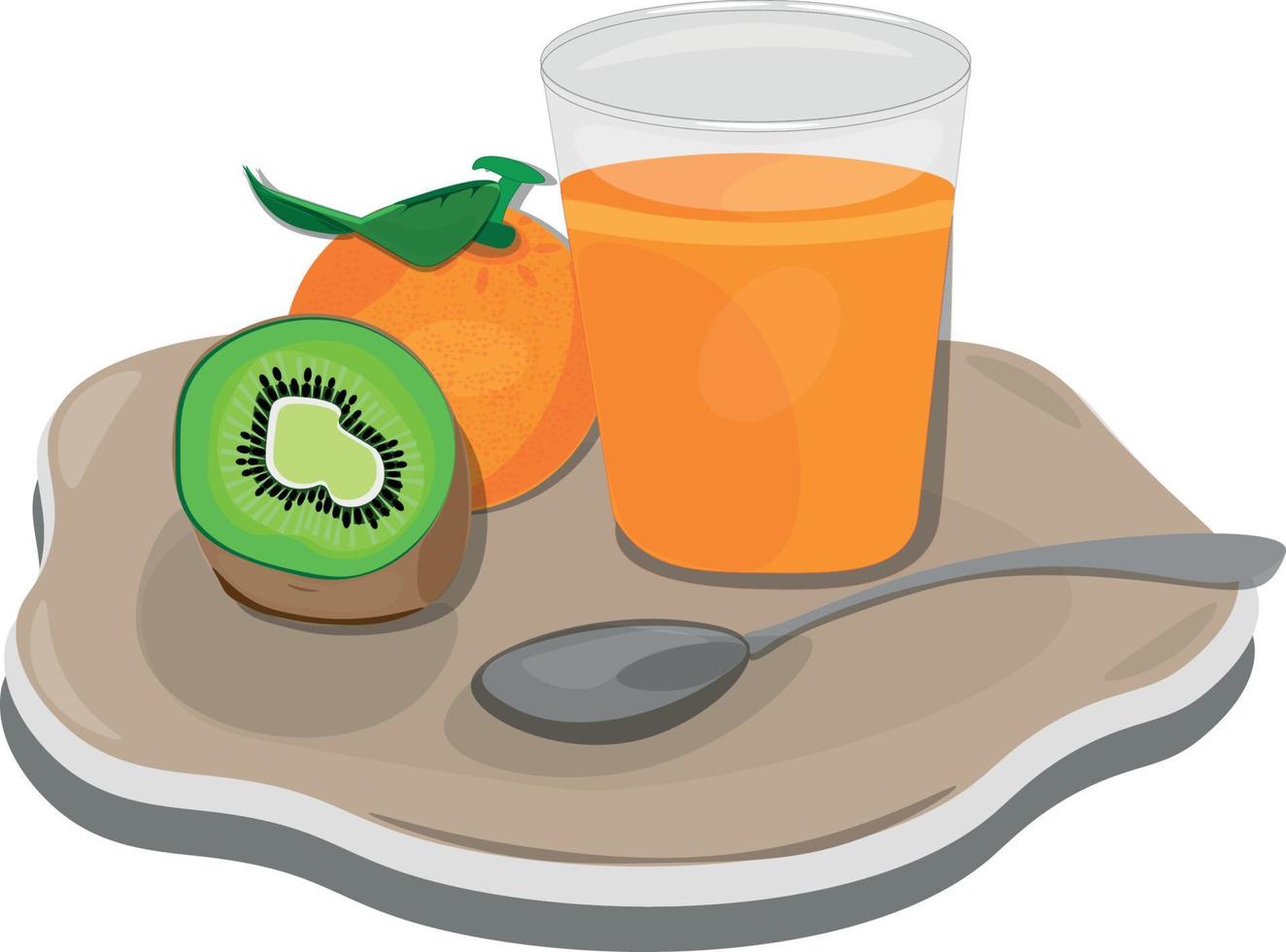 apelsinjuice i ett glas med kiwi och mandarin. mat. vektor illustration