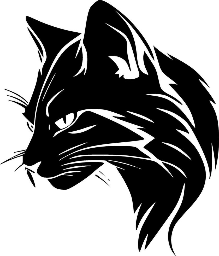 wilde Katze - - schwarz und Weiß isoliert Symbol - - Vektor Illustration