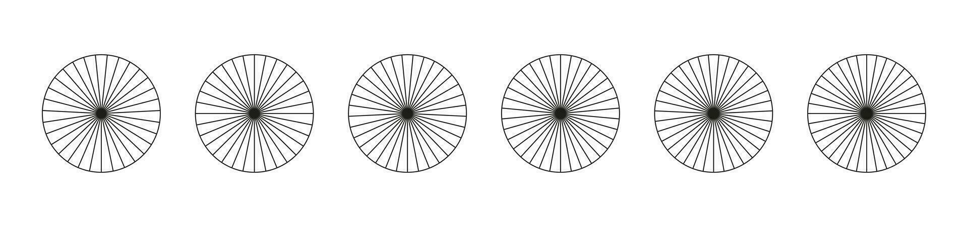 paj Diagram, diagram uppsättning. enkel företag Diagram. många avsnitt, steg. cirkel ikoner för infografik, presentation, webb design, användare gränssnitt. samling av segmenterad diagram på vit bakgrund. vektor. vektor