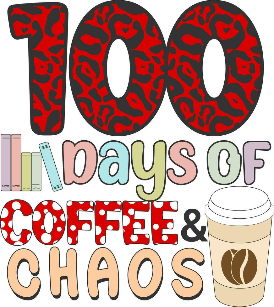 100 dagar av kaffe kaos vektor