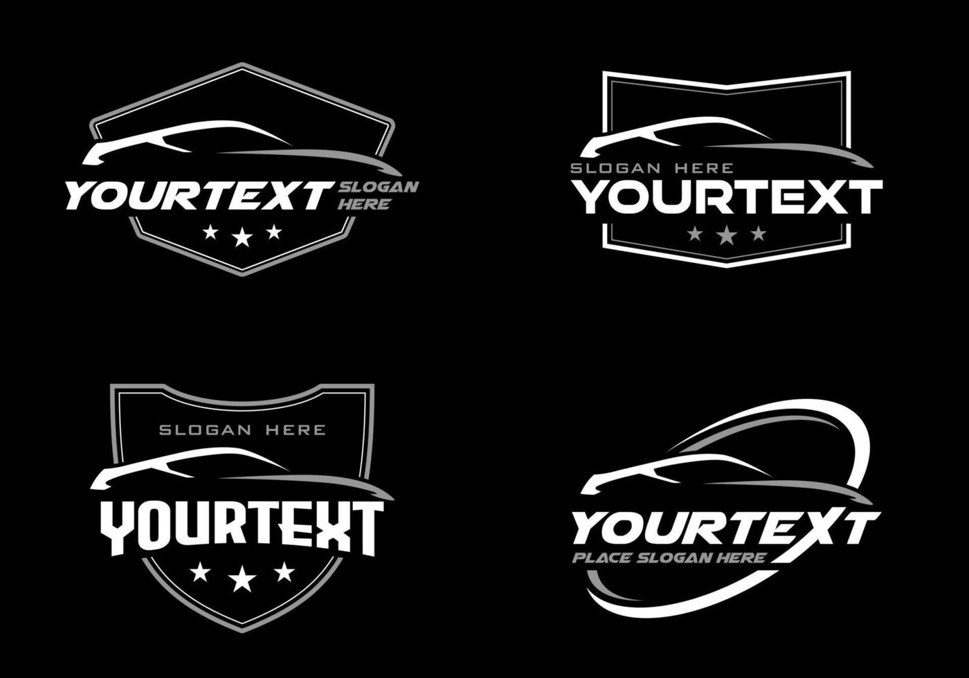 vektor abstrakt sportbil siluett logotyp uppsättning