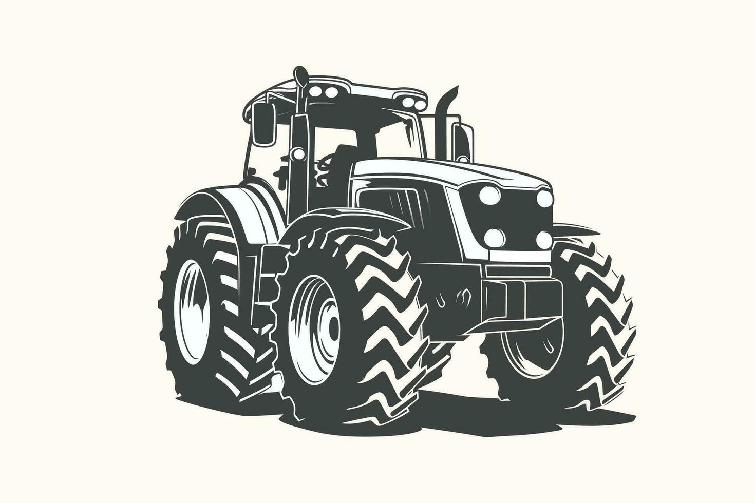 Silhouette von ein Traktor Illustration Vektor mit schwarz alt Traktor auf Weiß Hintergrund