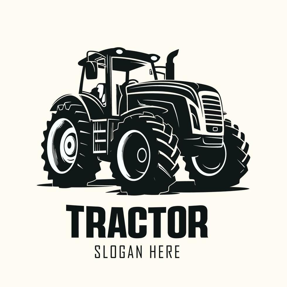 Silhouette von ein Traktor Illustration Vektor mit schwarz alt Traktor auf Weiß Hintergrund