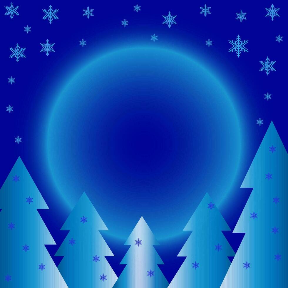 Neu Jahr Vektor Hintergrund. Schneeflocken und Weihnachten Bäume auf ein Blau Hintergrund. Hintergrund zum Urlaub Karten und Glückwunsch. Winter Hintergrund.