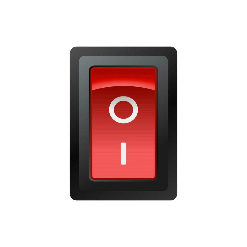röd växla knapp vektor illustration. realistisk på av knapp element för elektrisk enhet.