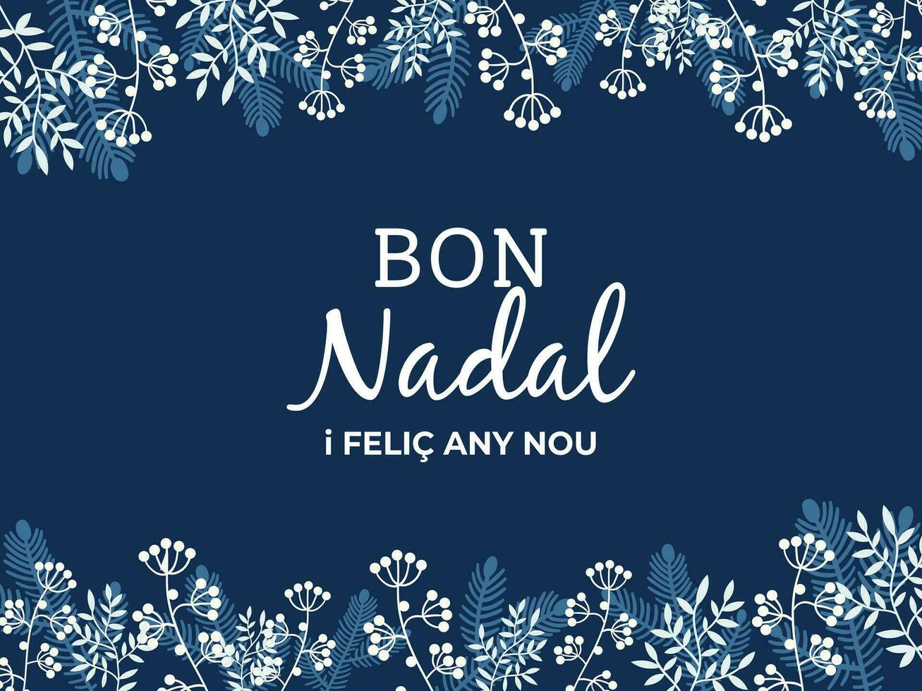 bon Nadal Weihnachten Design mit katalanisch Sprache mit Blau Farbe vektor