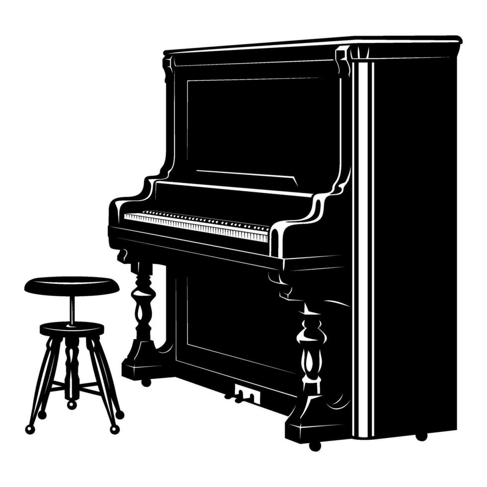 retro piano. musik instrument silhuett. vektor ClipArt isolerat på vit.