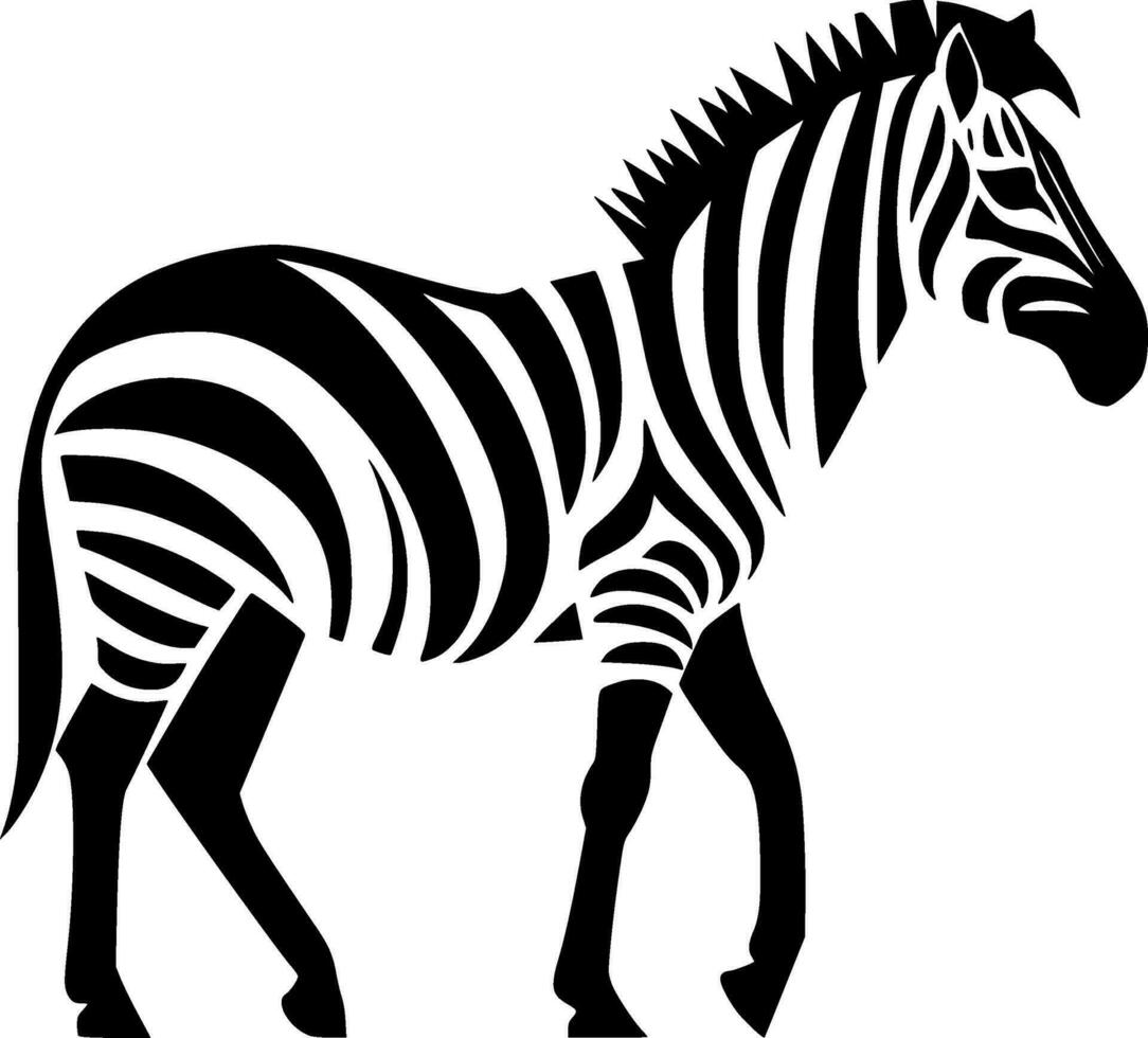 zebra - svart och vit isolerat ikon - vektor illustration
