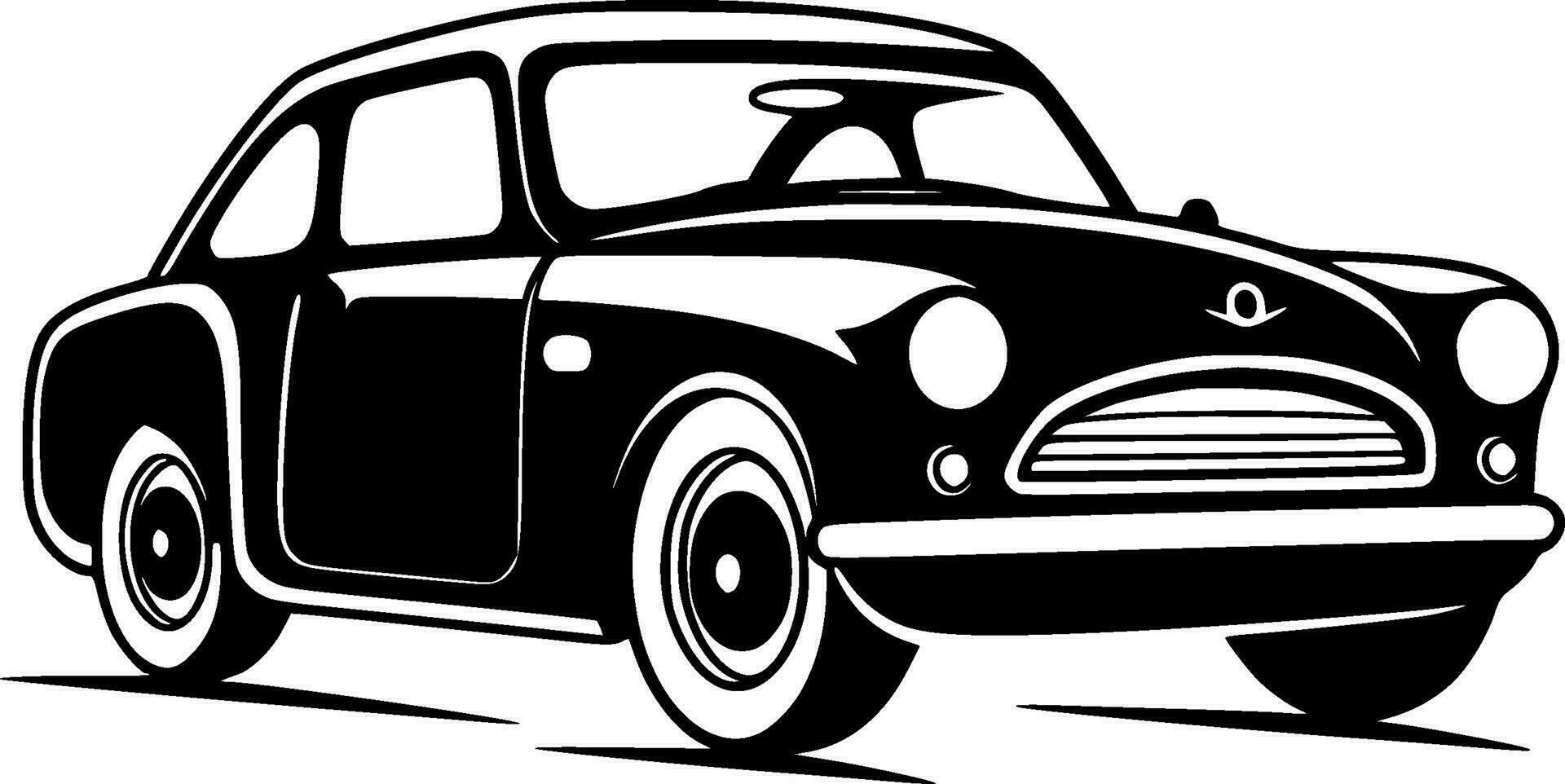 bil - svart och vit isolerat ikon - vektor illustration