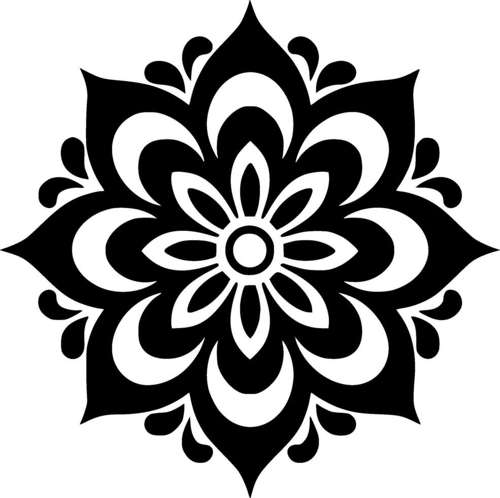 Mandala - - schwarz und Weiß isoliert Symbol - - Vektor Illustration