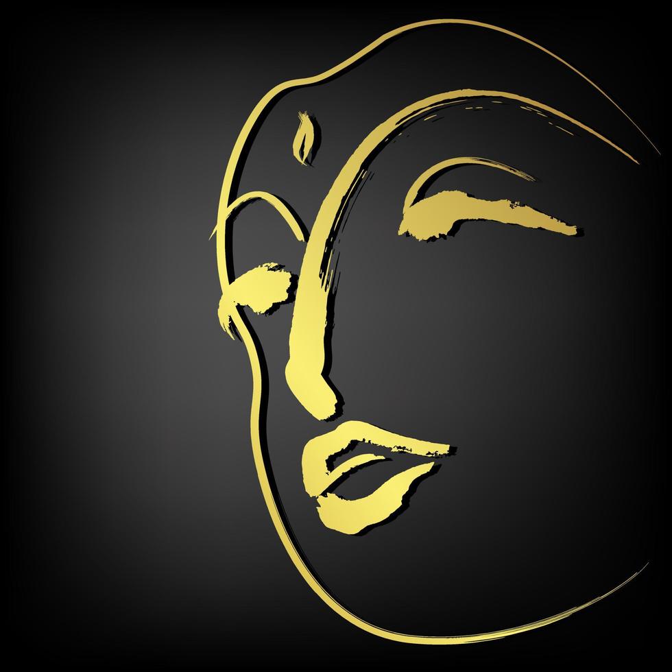 Gesicht von Buddha mit goldenem Rand auf schwarzem Hintergrund isolieren vektor
