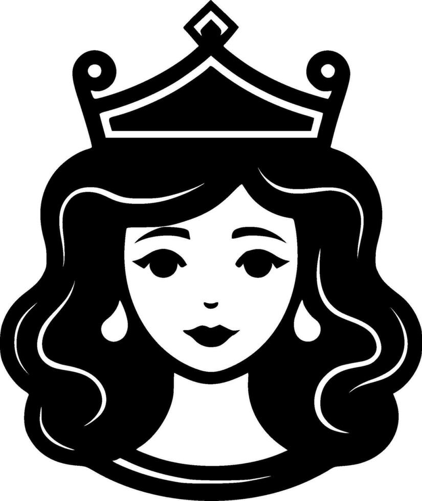 prinsessa - svart och vit isolerat ikon - vektor illustration