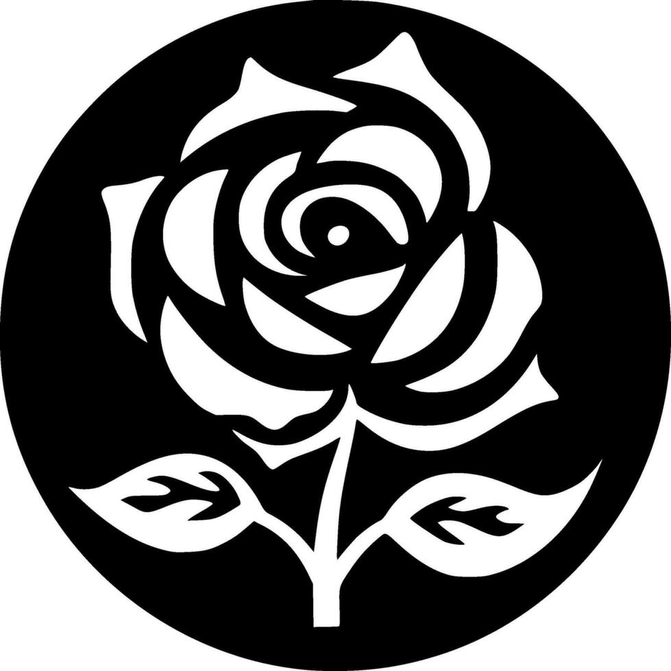 Rose - - schwarz und Weiß isoliert Symbol - - Vektor Illustration