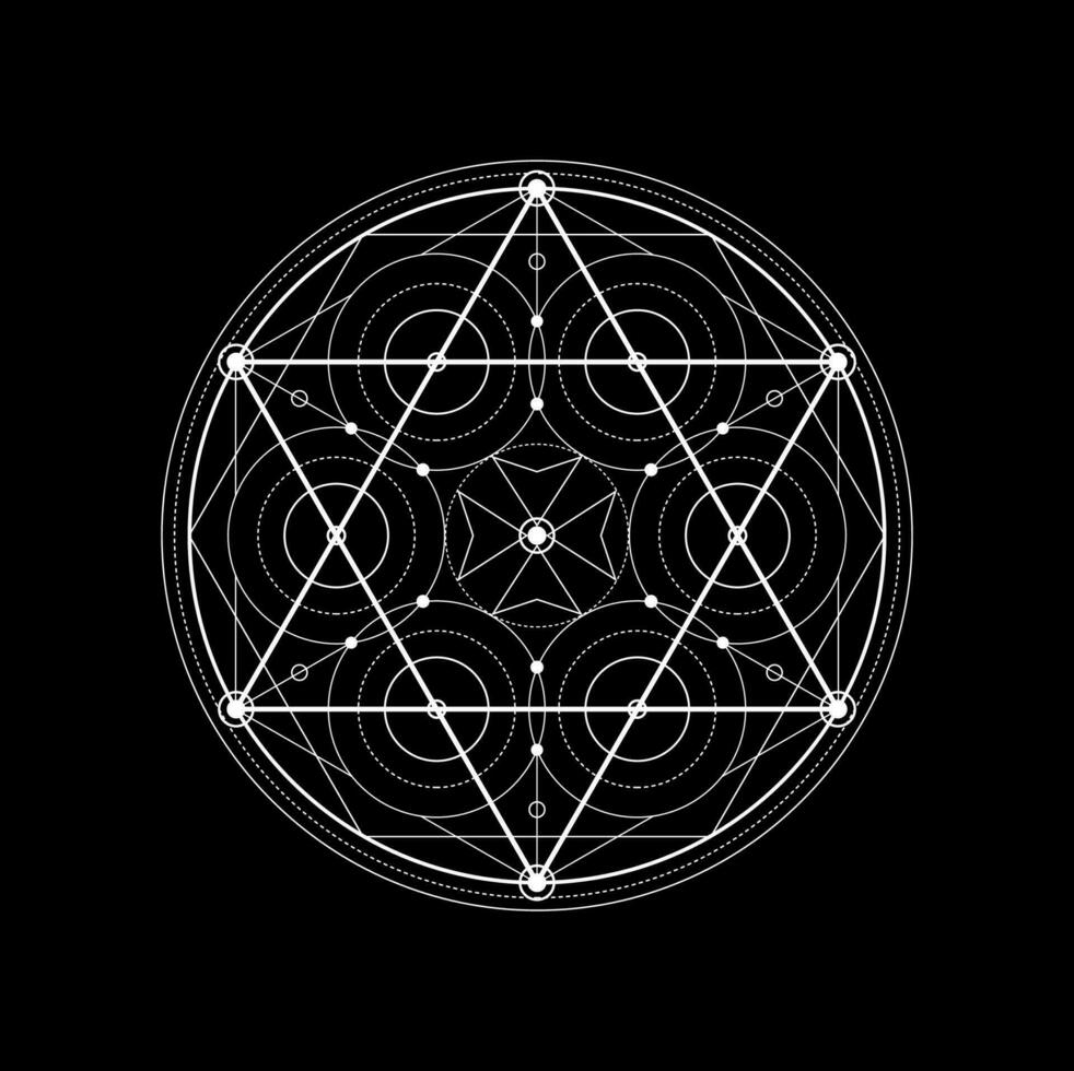 heilig Geometrie, spirituell Pentagramm tätowieren vektor