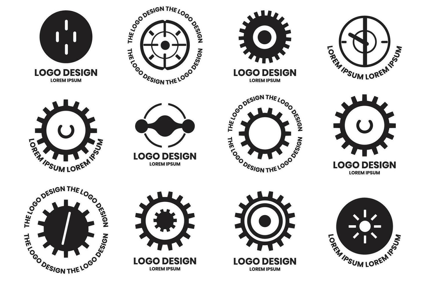 modern Ausrüstung und Kreis Logo im minimalistisch Stil vektor