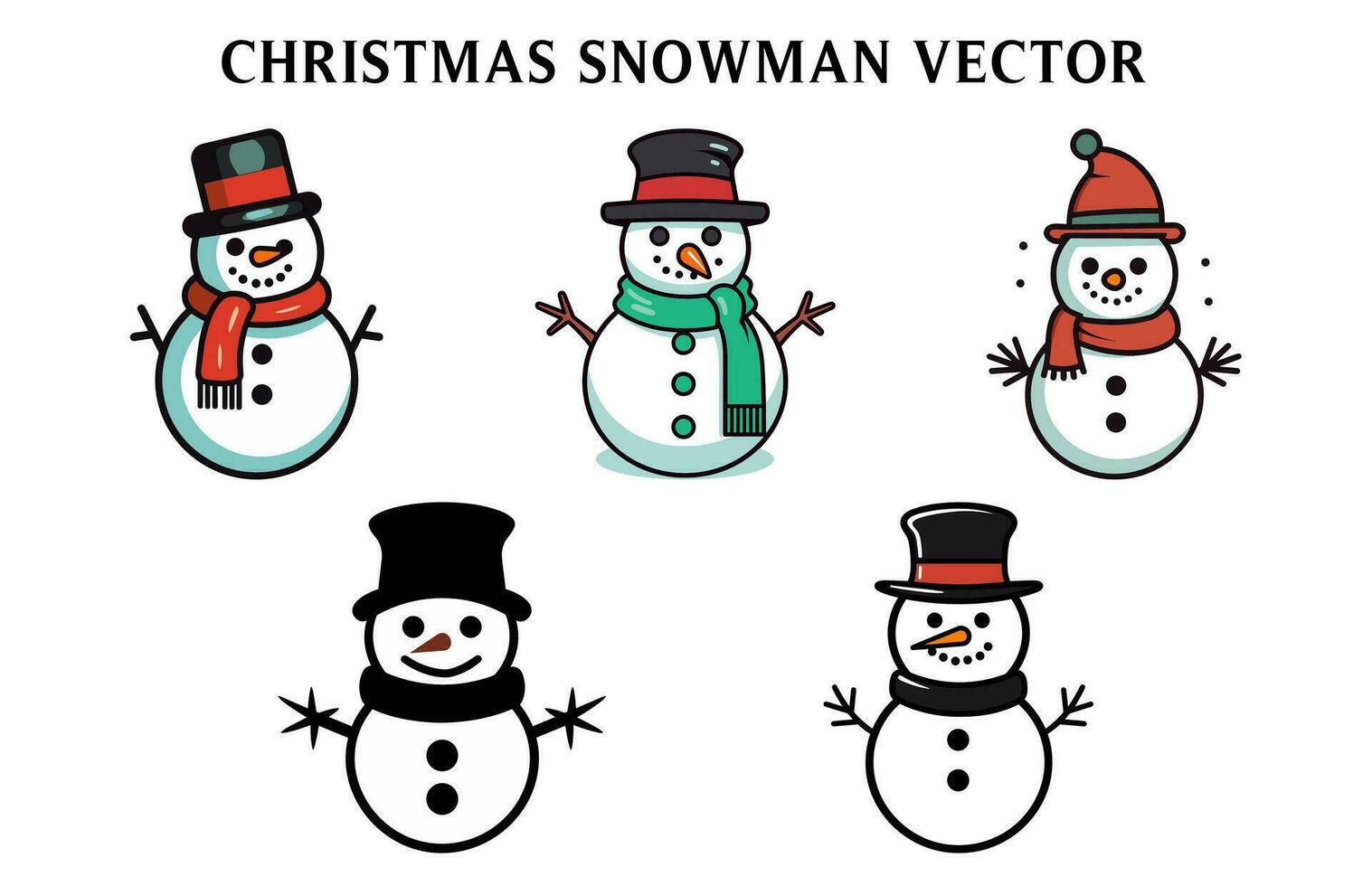uppsättning av jul snögubbe vektor, snögubbe illustration bunt vektor