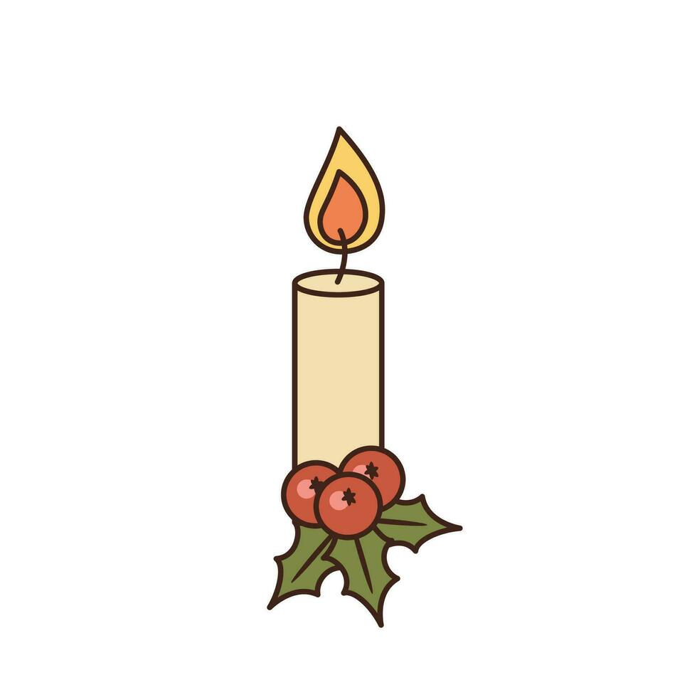 vektor illustration av jul ljus och järnek bär. element av xmas och ny år evenemang. isolerat objekt