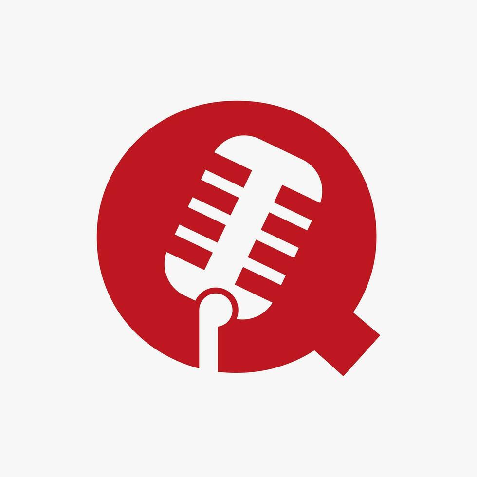 Brief q Podcast Logo. Musik- Symbol Vektor Vorlage