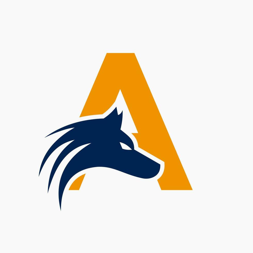 Brief ein Wolf Logo. Wolf Symbol Vektor Vorlage