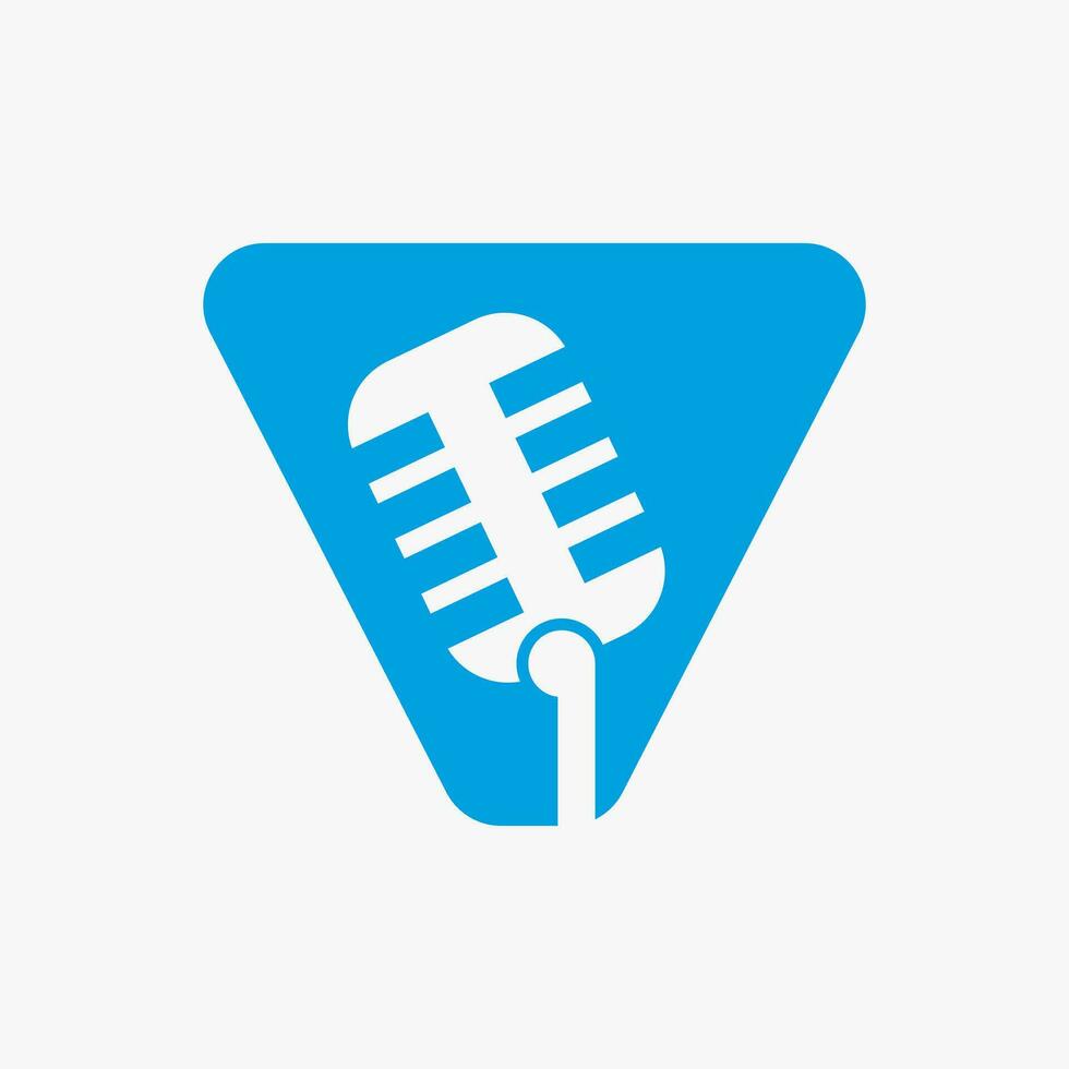 Brief v Podcast Logo. Musik- Symbol Vektor Vorlage