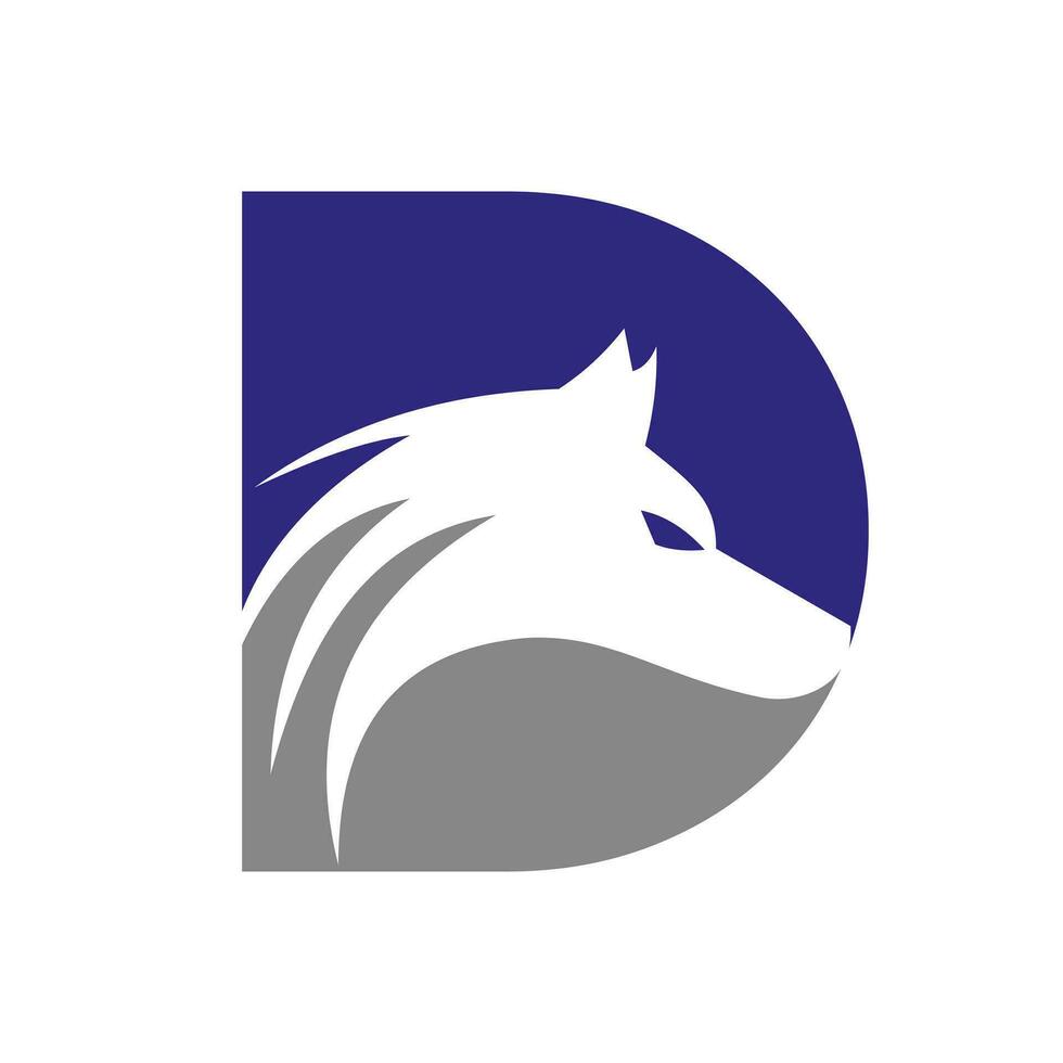 Brief d Wolf Logo. Wolf Symbol Vektor Vorlage