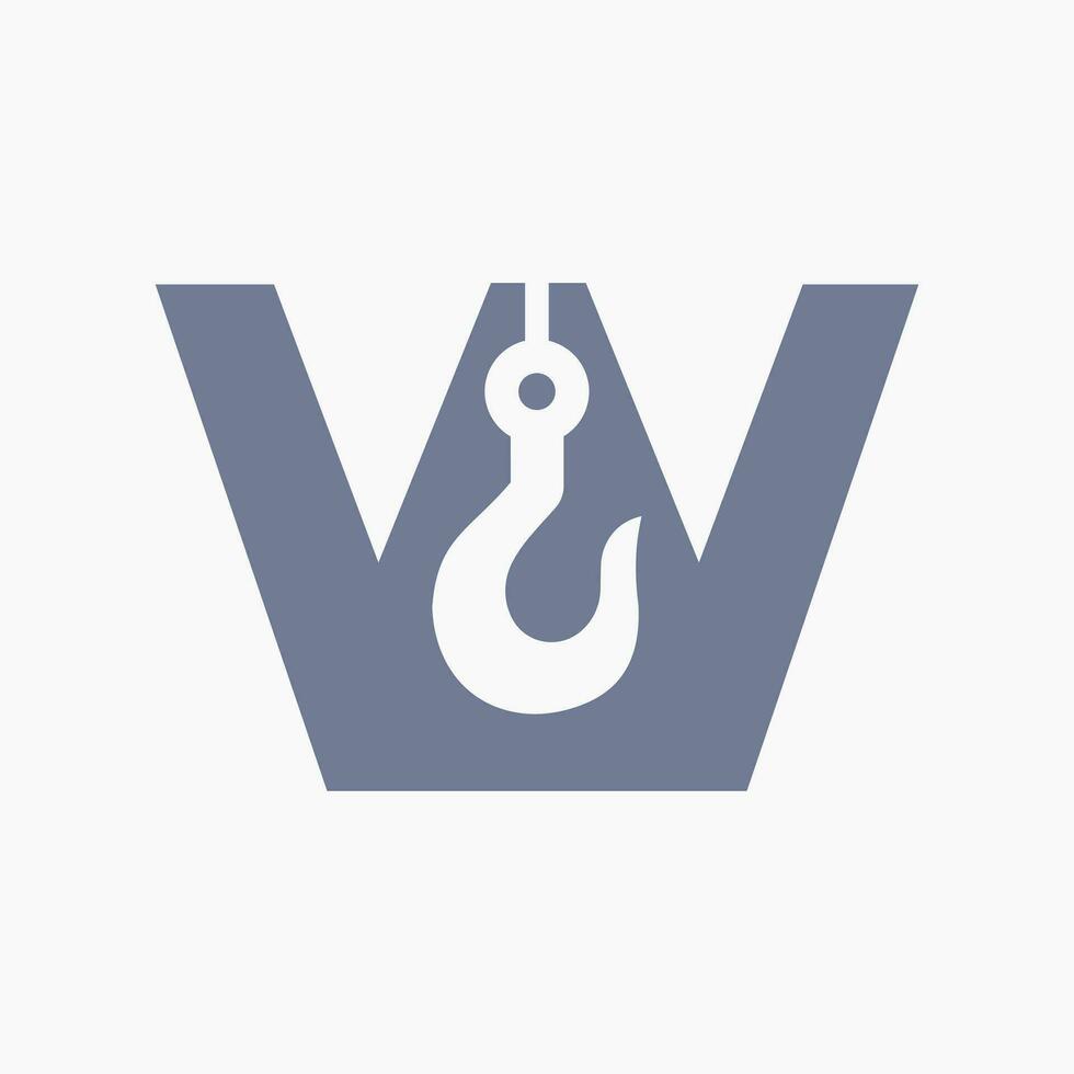 brev w kran symbol för konstruktion logotyp tecken vektor