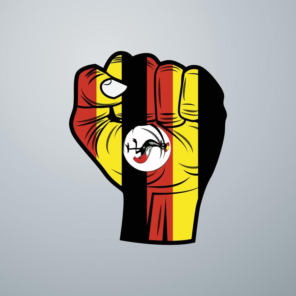 ugandaflagga med handdesign vektor