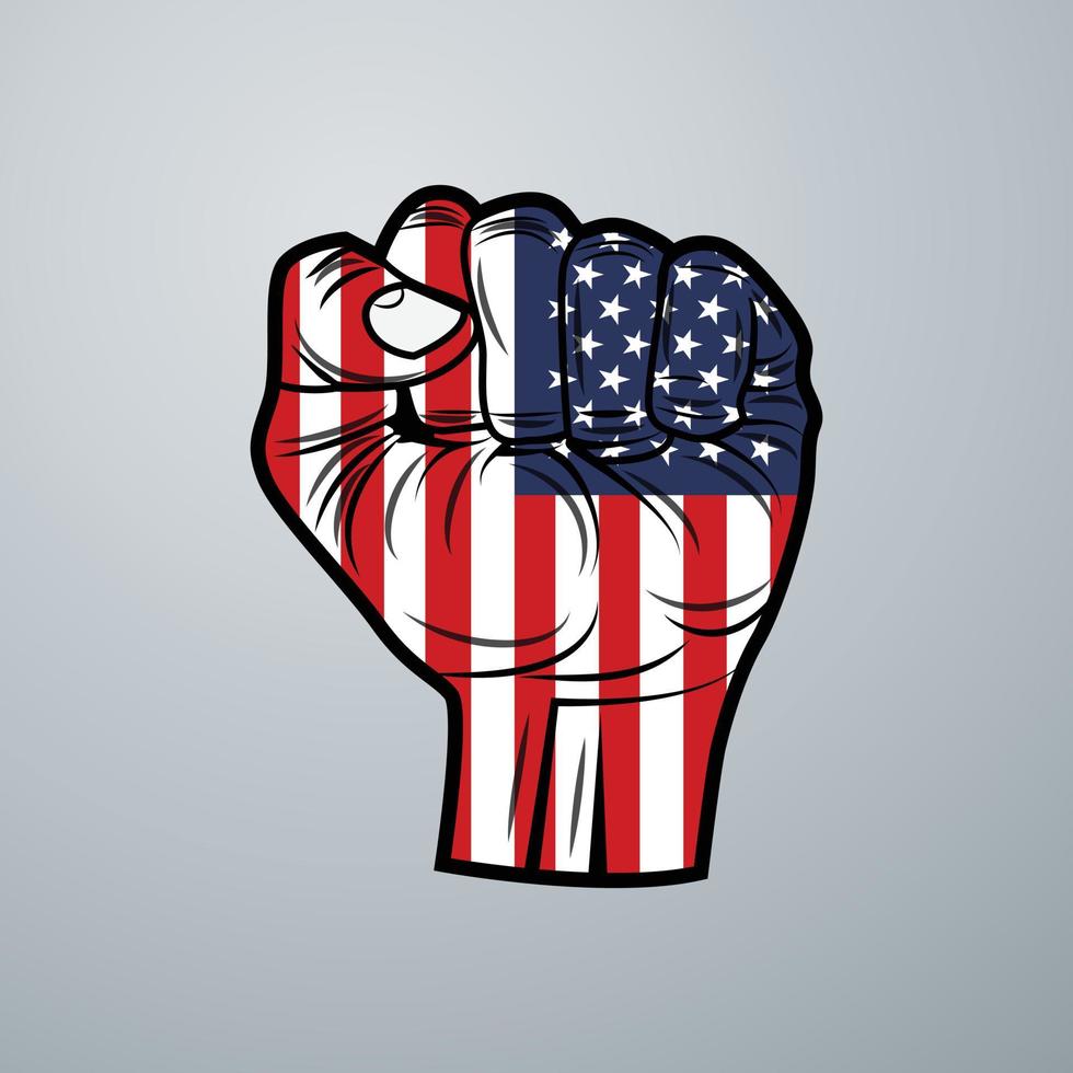 Förenta staternas flagga med handdesign vektor
