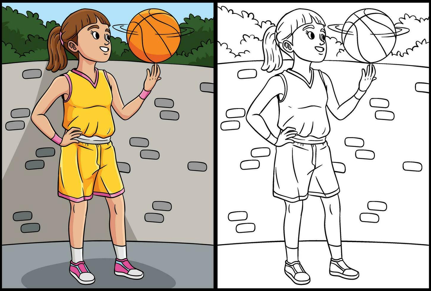 Basketball Mädchen Spinnen das Ball Illustration vektor